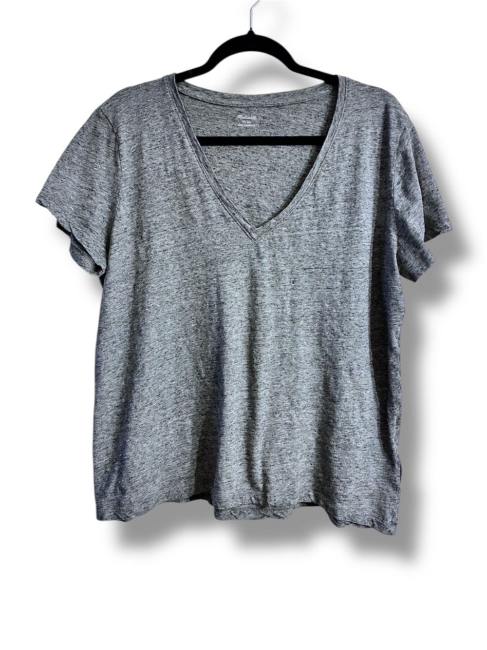 ✨ Madewell Gray Speckled V-Neck Tee XL Casual Minimalist Basic